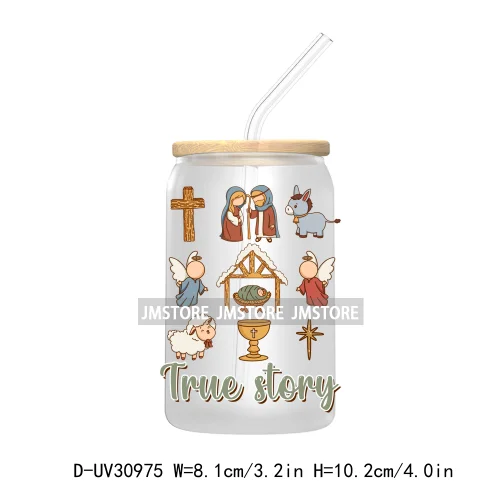 Jesus Christian Religious Christmas Faith Bible Verse UV Sticker Decals For Libbey Cold Cups Mugs Tumbler Transfer Stickers Logo