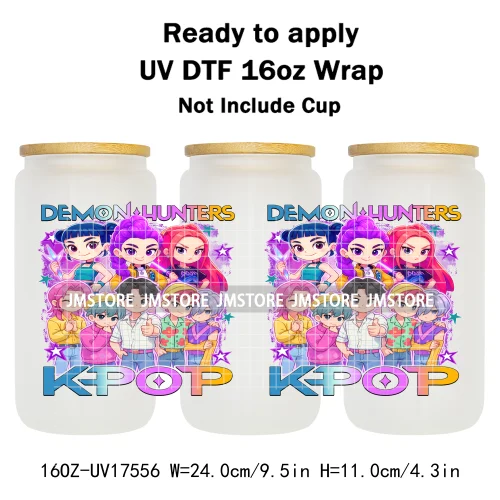 Demon Hunters Movie Kpop Lover Gift Anime Fan UV DTF Stickers Ready To Transfer Cup Wrap Custom DIY Craft For Libbey Can Glass