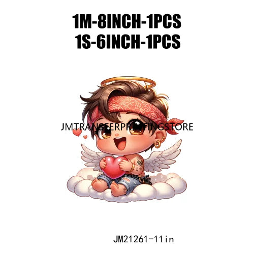 Sweet Pink Valentine's Angel Baby Concha Designs Kids Love Heat Transfer Stickers Ready To Press For T-shirts