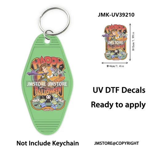 Horror Pumpkin Halloween Cartoon UV DTF Motel Keychain Decal Ready To Ship Durable Transfer Stickers Prints For Hotel Keychain