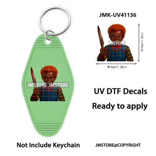 Black Dad Halloween Horror Villain UV DTF Motel Keychain Decal Ready To Ship Durable Transfer Stickers Prints For Hotel Keychain
