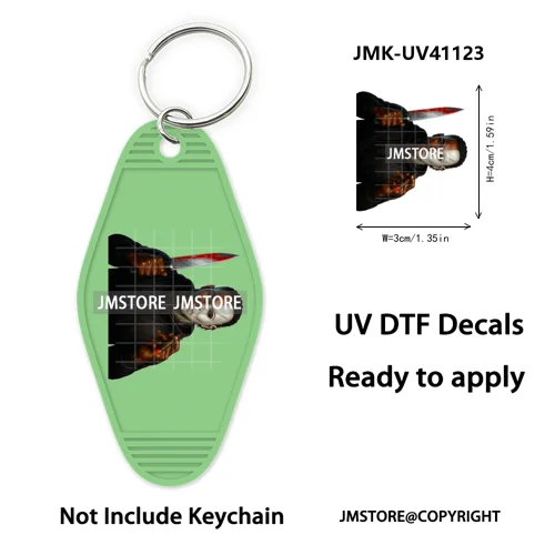Black Dad Halloween Horror Villain UV DTF Motel Keychain Decal Ready To Ship Durable Transfer Stickers Prints For Hotel Keychain