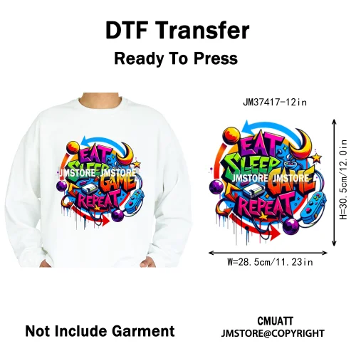 12in Dino Trucks Drip Or Die Skull Beats Graffiti Streetwear Man Design Iron on DTF Transfer Stickers Ready to Press for Clothes