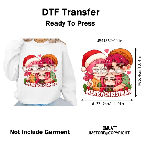 Christmas Kpop Holiday Idol Santa Holly Jolly Merry Christmas Iron on DTF Washable Transfers Stickers Ready to Press for Textile