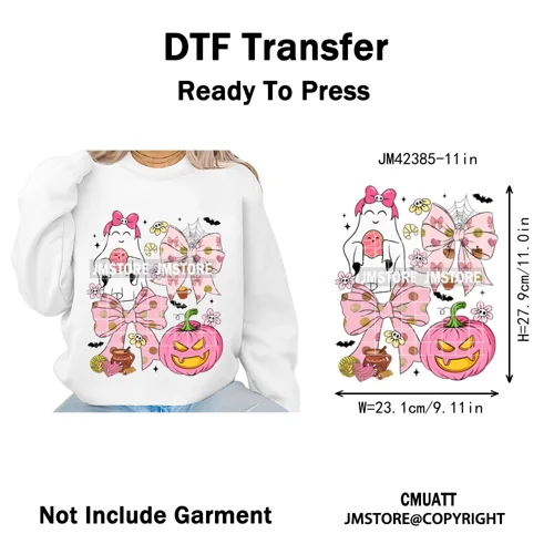 Ghost Coquette Spanish Halloween Pan Dulce Conchas And Cucuy Iron on DTF Washable Transfers Stickers Ready to Press for Textiles