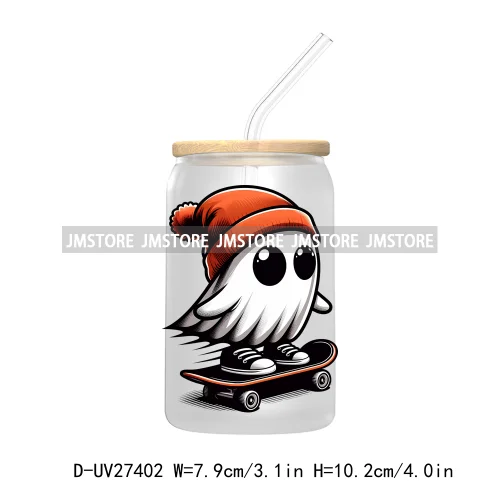 Cute Bougie Ghost Boo Halloween UV DTF Transfer Stickers Decals For Libbey Cold Cup Mug Tumbler High Quality Fall Pumpkin Season