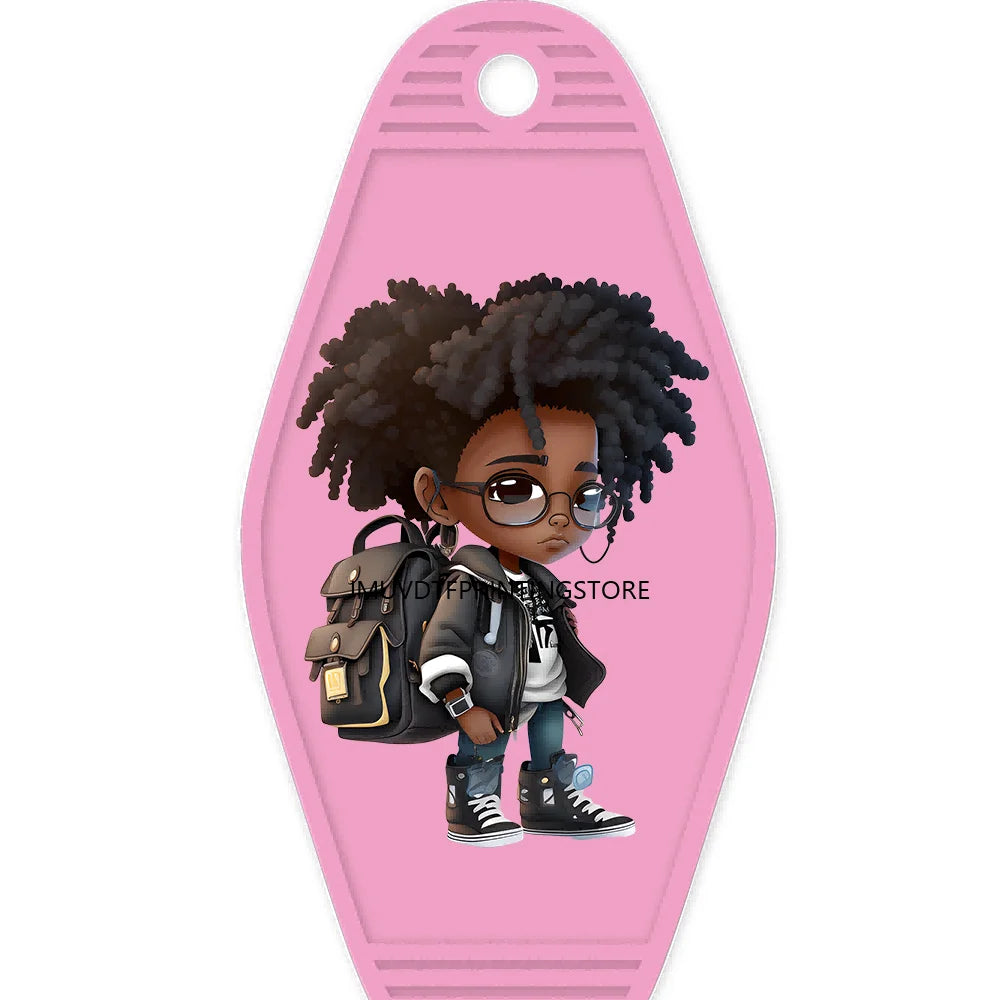 Cool Afro Boy Prince Magic High Quality WaterProof UV DTF Sticker For Motel Hotel Keychain Fashion Black Kids