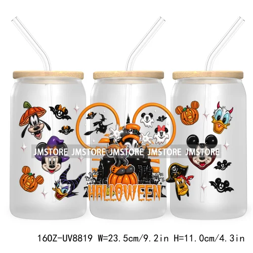 3D Horror Halloween UV DTF Sticker For 16OZ Libbey Glass Cup Can Wrap Transfer Stickers Custom Label DIY Logo Cartoon Blue Koala