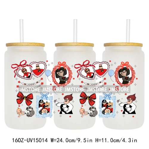 Magical Mirror Cartoon Coquette Bow 16OZ UV DTF Cup Wraps Ready To Apply Waterproof Transfer Stickers For Libbey Glass Can Mugs