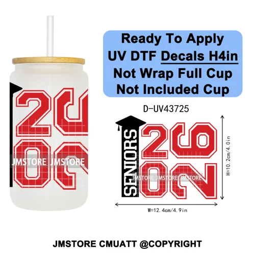 My Last First Day Senior 2026 UV DTF Cup Decals Ready To Apply Transfer Stickers Durable Custom Labels For Libbey Glass Can Mug