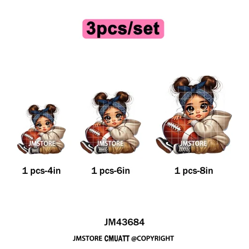 Latina Football Mexican Baby Girls Sports Lover Game Day Iron on Washable DTF Heat Transfers Stickers Ready to Press for Hoodies