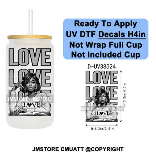 Black Girl Praying Faith Religious Women UV DTF Transfer Stickers Decals Ready To Apply Waterproof For 16OZ Libbey Glass Can Cup