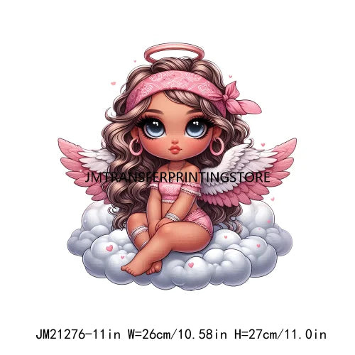 Sweet Pink Valentine's Angel Baby Concha Designs Kids Love Heat Transfer Stickers Ready To Press For T-shirts