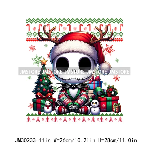 Cartoon Christmas Character Ugly Sweater Friends Deer Winter Holiday Gifts Iron On DTF Heat Press Transfers Stickers For Hoodies