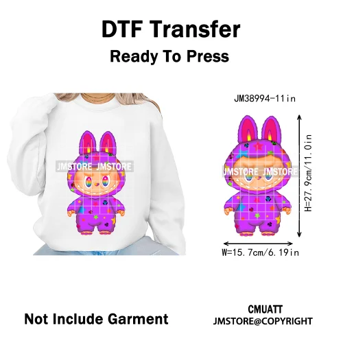 Colorful Monster Keychain Doll Character Designs Iron on DTF Washable Heat Transfers Stickers Ready to Press for T-shrits Bags
