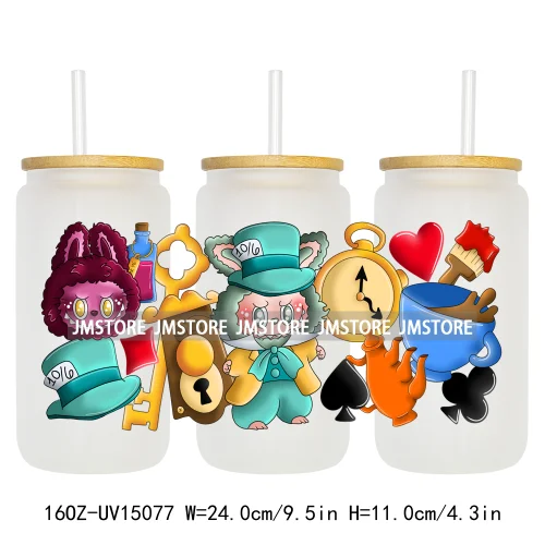 Fashion Princess Monster Doll 16OZ UV DTF Cup Wraps Ready To Apply Waterproof Transfer Stickers For Libbey Glass Can Tumbler