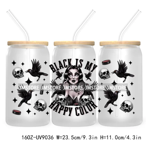 Horror Witch Halloween UV DTF Sticker For 16OZ Libbey Glass Cup Can Wrap Transfer Stickers Custom Labels DIY Logo Spooky Season