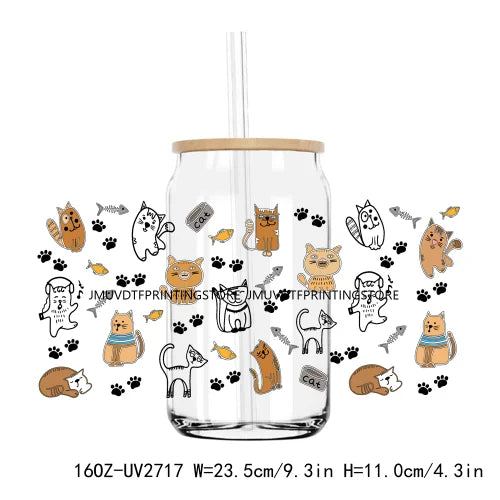 Lovely Sheep Farm Animals 16OZ UV DTF Cup Wrap Transfers Stickers Custom Labels DIY Waterproof Logo For Libbey Glass Can