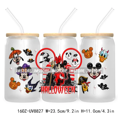 3D Horror Halloween UV DTF Sticker For 16OZ Libbey Glass Cup Can Wrap Transfer Stickers Custom Label DIY Logo Cartoon Blue Koala