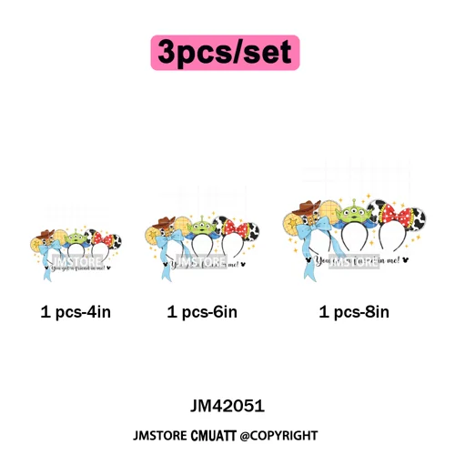 Retro Cartoon Magical Princess Girly Bow Mouse Ears Headbands Iron on DTF Washable Transfers Stickers Ready to Press for Hoodies