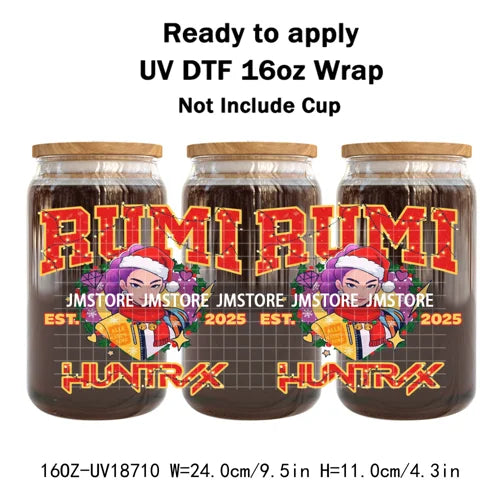 Demon Hunters Kpop Christmas Party UV DTF Stickers Ready To Apply Cup Wrap Durable Custom Prints DIY Craft For Libbey Can Glass