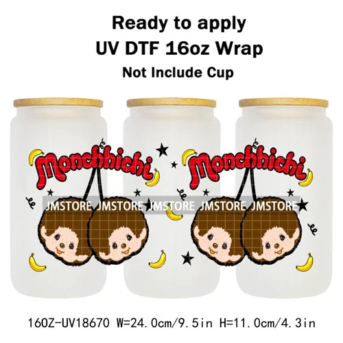 Trendy Girls Coffee Cartoon Bears 16OZ UV DTF Cup Wraps Ready To Apply Waterproof Transfer Stickers For Libbey Glass Can Tumbler