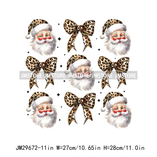 Christmas Santa Red Coquette Highland Cow Xmas Holly Jolly Vibes Iron On DTF Transfers Stickers Ready To Press For T-shirts