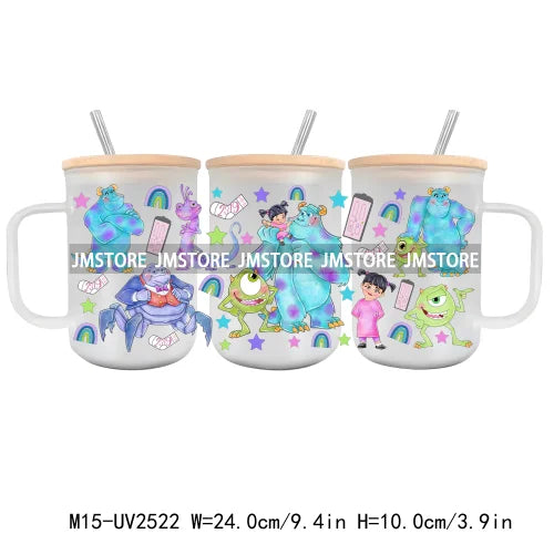 Cartoon Baby Little Princess UV DTF Glass Can Wrap For 15OZ Mug Glass Cup Transfer Stickers DIY Custom Logo Labels Magic Kingdom