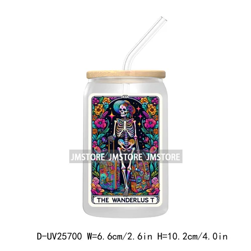 The Teacher Tarot Card UV DTF Transfer Stickers Decals For Libbey Cold Cups Mugs Tumbler Custom Logo Labels Funny Witchy Skull