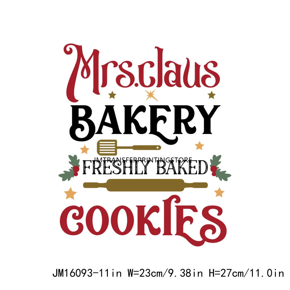 Custom Gingerbread Bakery Holly Jolly Vibes Merry Cookie Christmas Baking Crew Santa's Cookies DTF Transfer Decals For T-Shirt