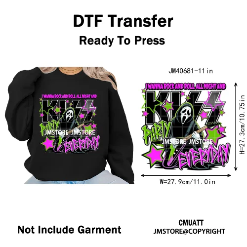 Cartoon Characters Scary Halloween Vibes Bad Killer Mom Iron on DTF Washable Transfers Stickers Ready to Press for Clothing