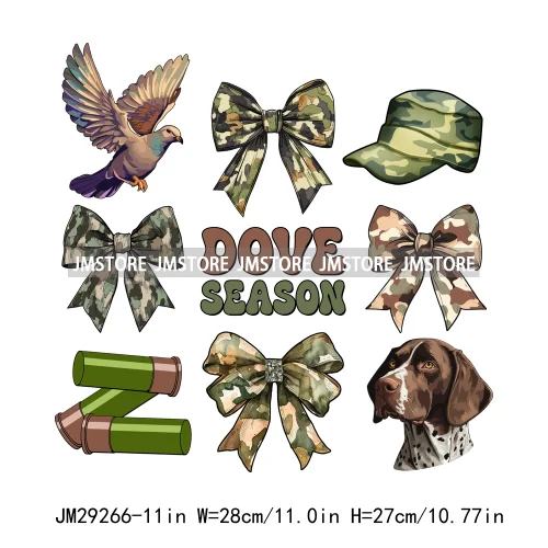 Cheer Mom Life Cheerleader Girls Camo Bow Dove Season Designs Iron On DTF Transfers Stickers Ready To Press For Clothes