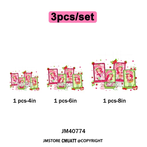 Best Friends Birthday Cute Little Berry Girl Coquette Character Design Iron on DTF Transfers Stickers Ready to Press for Textile