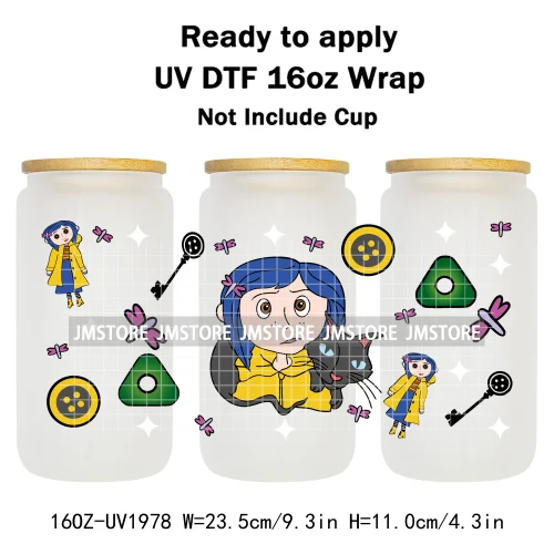 Coquette Bow Movie Eyes Buttons 16OZ UV DTF Cup Wraps Ready To Apply Waterproof Transfer Stickers For Libbey Glass Can Tumbler