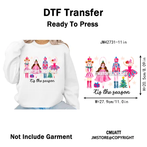 Y'all Are Nuts Pastel Cartoon Character Tis The Season Christmas Iron on DTF Heat Transfers Stickers Ready to Press for Clothes
