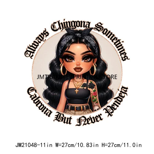 Chicana Religiosa Rose Gold Chola Chingona Bendecida Designs In My Coquette Era Homegirls DTF Transfer Stickers For Hoodies Bags