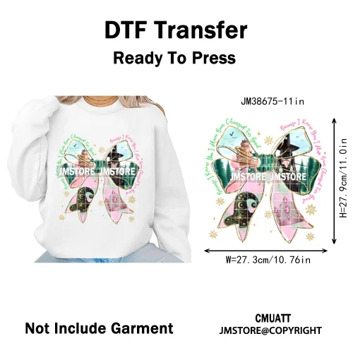 In My Witch Era Pink Goes With Green Coquette Bow Magic Broom Iron on DTF Washable Transfers Stickers Ready to Press for Textile