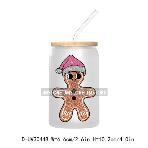 Faux Glitter Christmas Candy Cane UV DTF Transfer Stickers Decals For Libbey Cold Cups Mugs Tumbler Waterproof Tis The Season