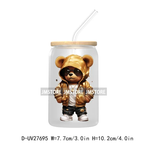 Colorful Urban Streetwear Bear UV DTF Transfer Stickers Decals For Libbey Cold Cups Mugs Tumbler Waterproof Logo Hip Hop Animals