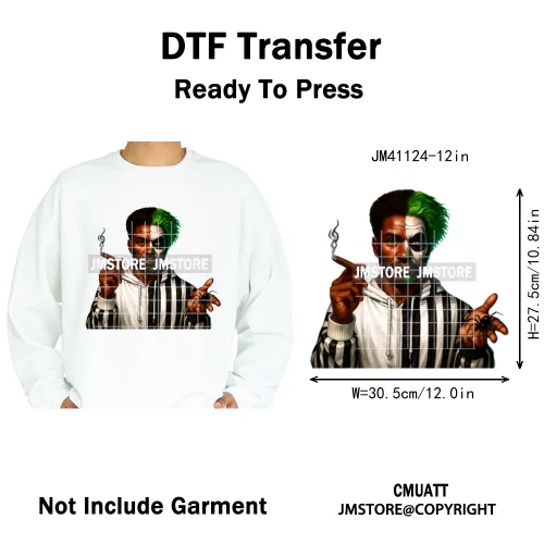 Halloween Spooky Afro Dad Scary Movie Smoking Character Costume Design Iron on DTF Transfer Stickers Ready to Press for Clothing