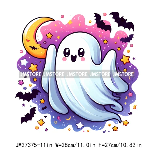 Funny Happy Death Watch Scary Movie Boo Ghost Halloween Vibes Thermal Logos DTF Iron On Heat Press Transfer Stickers For Clothes