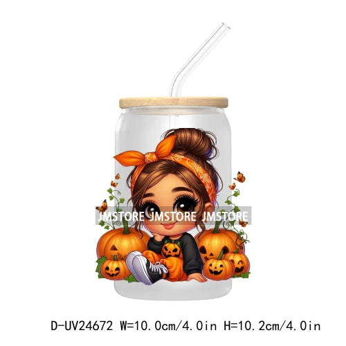 Halloween Latina Princess UV DTF Transfer Stickers Decals For Libbey Cold Cups Mugs Tumbler Custom Waterproof DIY Labels Pumpkin