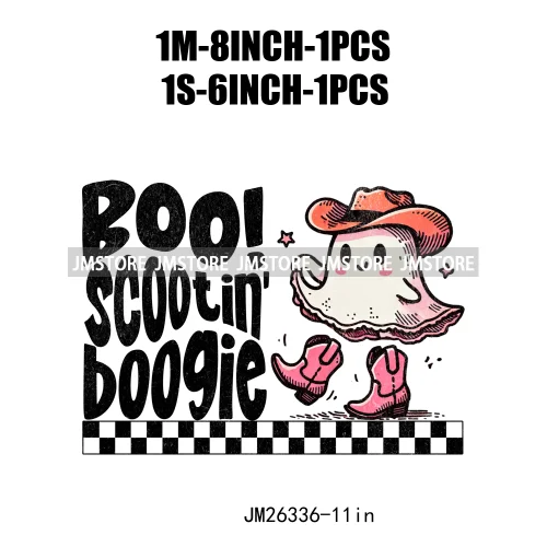 Funny Halloween Ghost Boogie Trick Or Treat Stay Spooky Printing Design DTF Iron On Transfer Stickers Ready To Press For Clothes