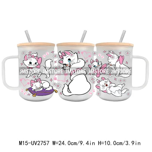 Cartoon Baby Little Princess UV DTF Glass Can Wrap For 15OZ Mug Glass Cup Transfer Stickers DIY Custom Logo Labels Magic Kingdom