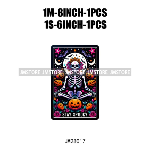 Custom Spooky Season Ghost Cycopath Skull Halloween Tarot Card DTF Iron On Heat Press Transfer Stickers Printing For Hoodies