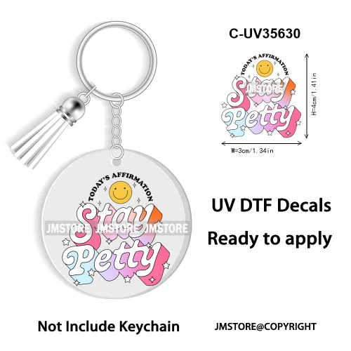 Spicy Books Positive Quotes Romance Book Club WaterProof Logo Ready To Apply UV DTF Stickers For Round Circle Keychain Keyring
