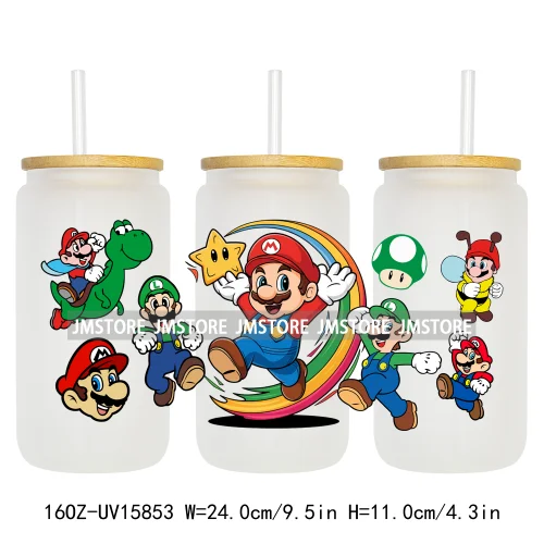 Retro Game Super Hero Princess UV DTF Cup Wraps Ready To Apply Waterproof Transfer Stickers For 16OZ Libbey Glass Can Tumbler