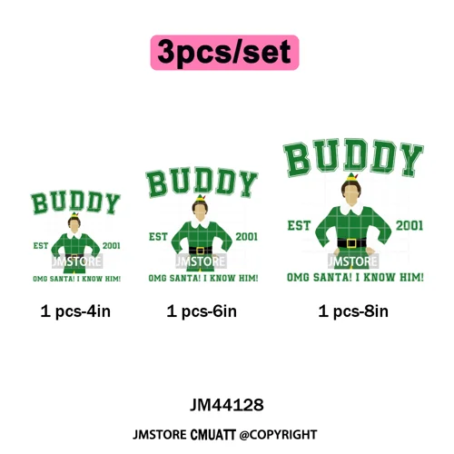 Funny Christmas Movie Quotes Cartoon Characters Santa Iron on Washable DTF Heat Transfer Stickers Ready to Press for Sweatshirts