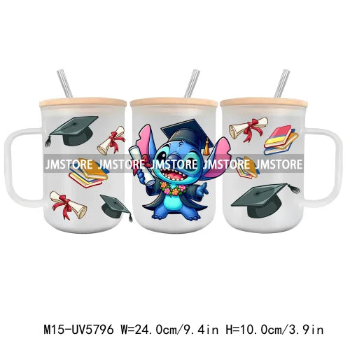 Class Of 2024 UV DTF Sticker For 15OZ Mug Libbey Glass Cup Can Wrap Transfer Stickers Custom Labels DIY Logo Cartoon Graduation