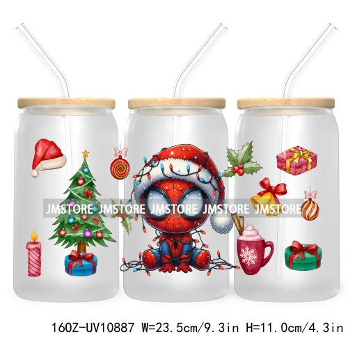 Cute Baby Horror Characters Christmas Season 16OZ UV DTF Cup Wrap Transfer Stickers Durable Waterproof Logo For Libbey Glass Can